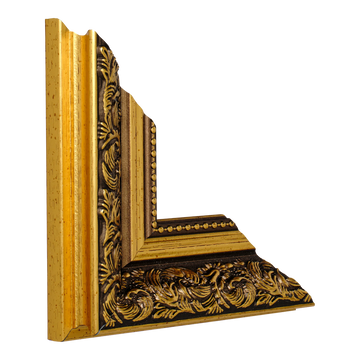Vertical view of baroque i gold picture frame