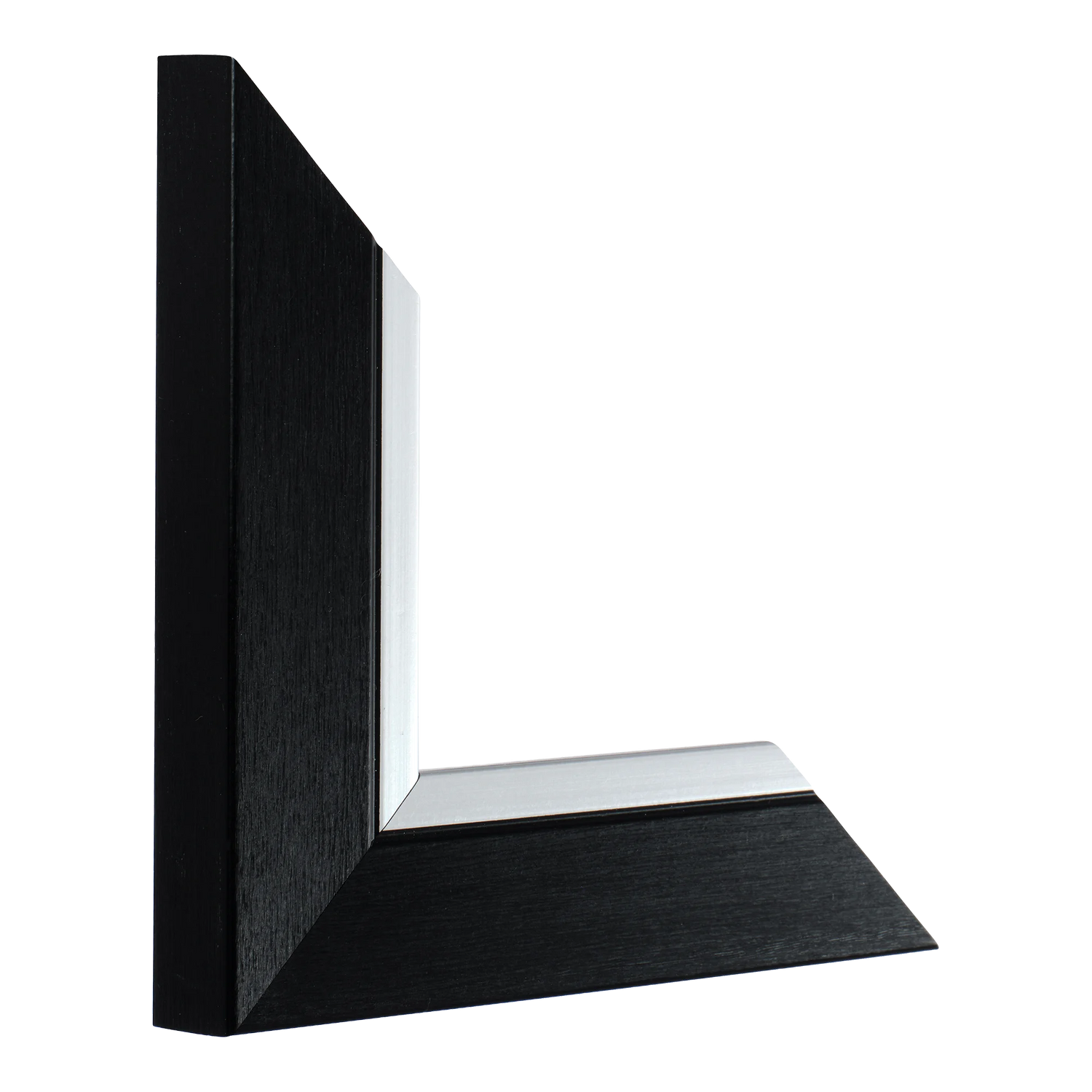 Vertical view of inset black & silver picture frame