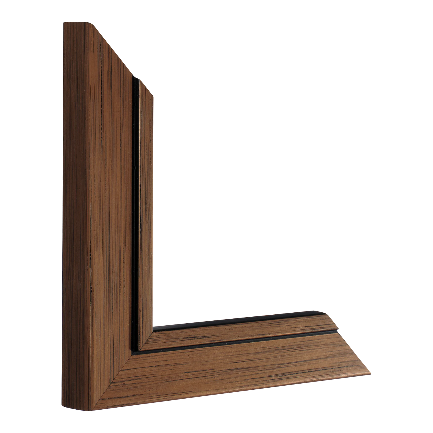 Vertical view of lined bronze picture frame