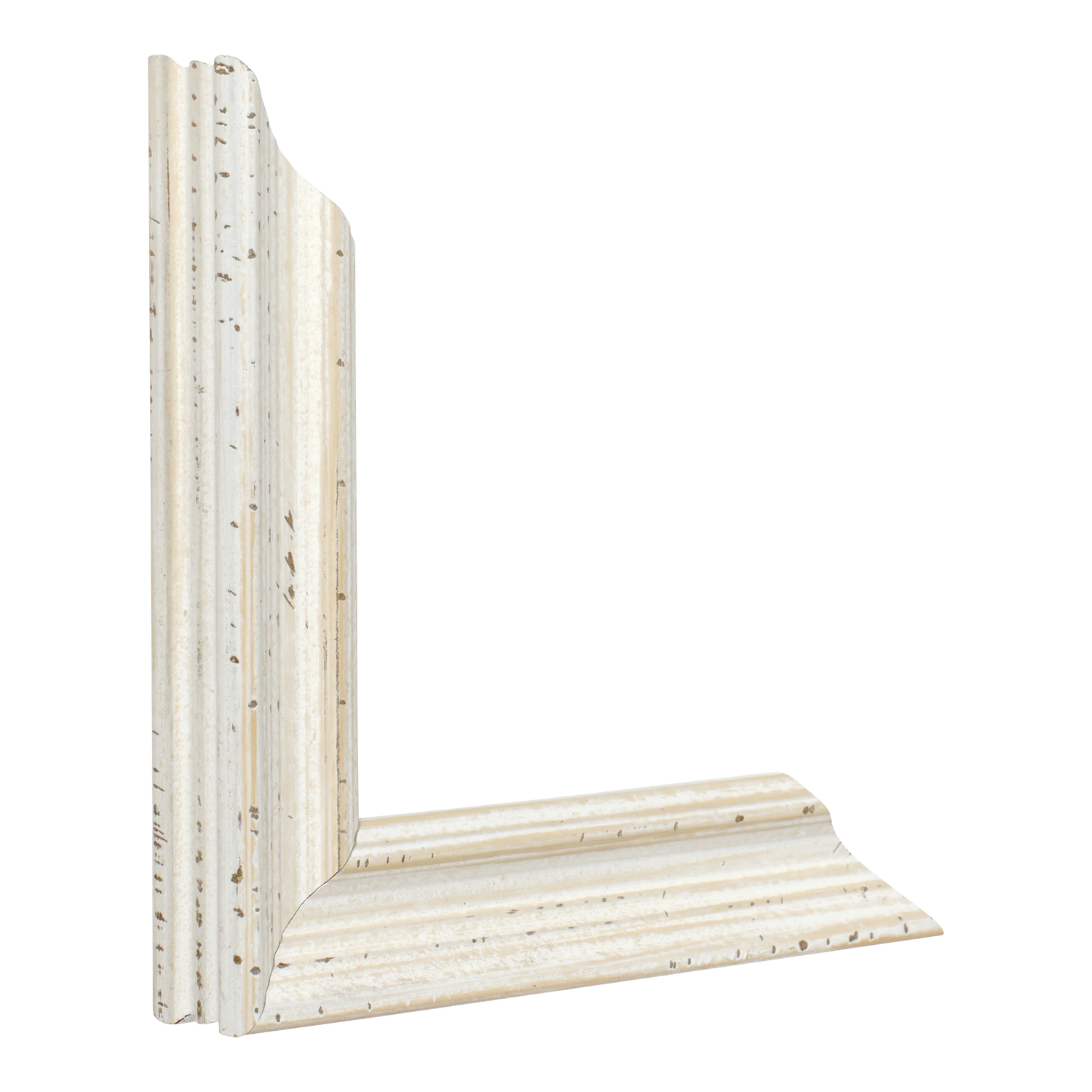 Vertical view of muse i distressed white picture frame