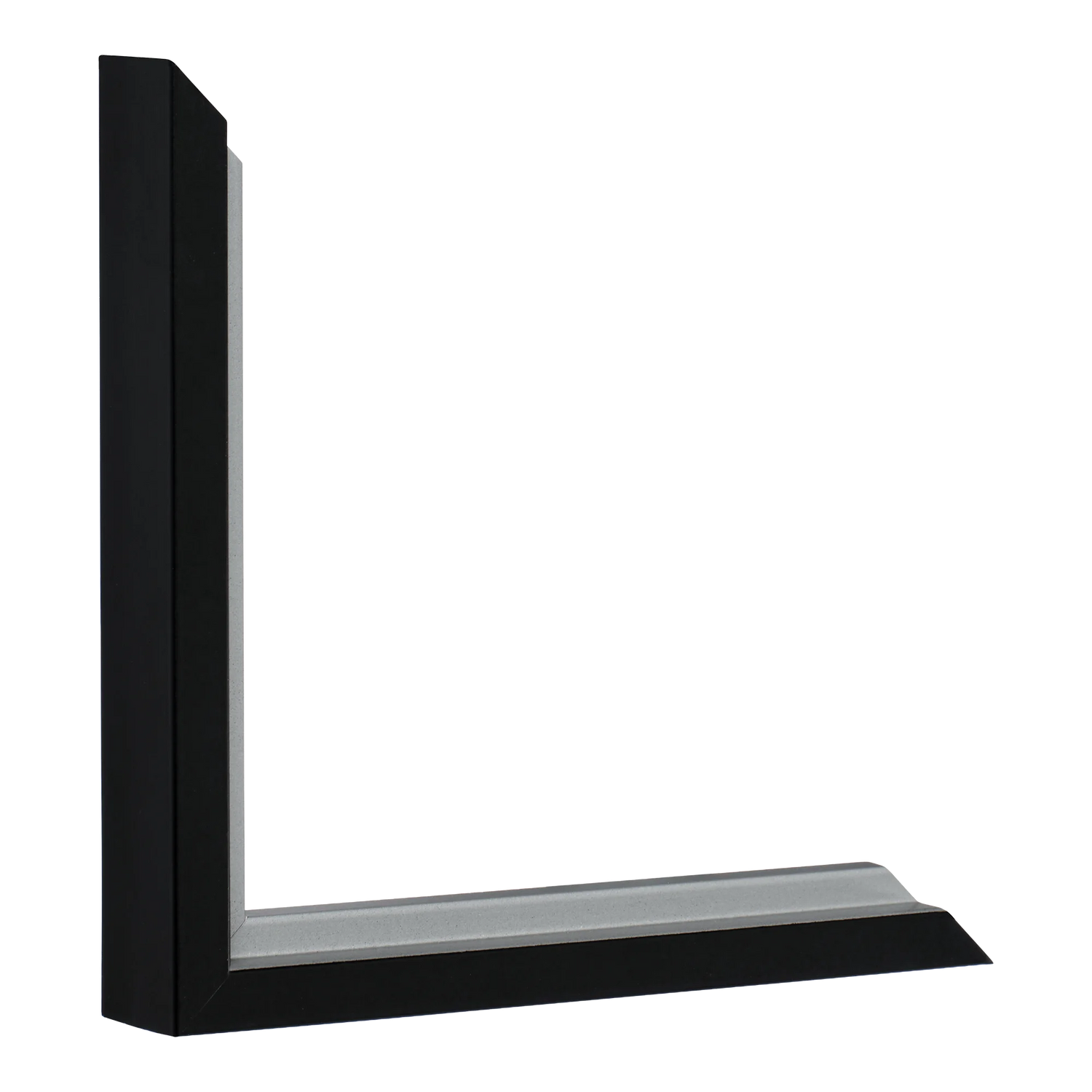 Vertical view of step black & silver picture frame
