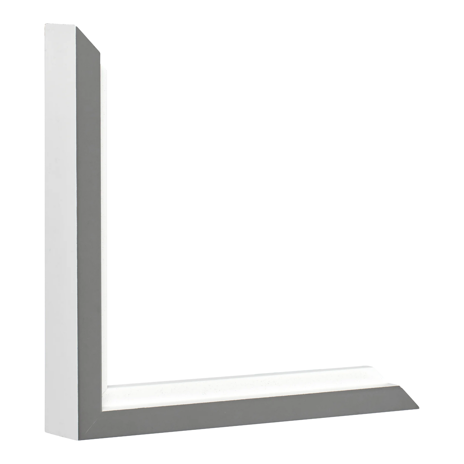 Vertical view of step white grey picture frame