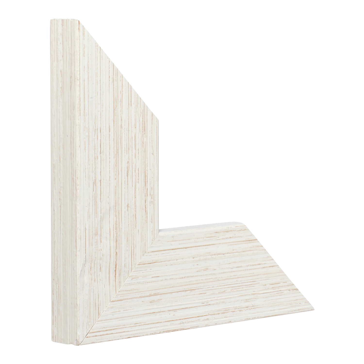 Vertical view of strata brushed white picture frame