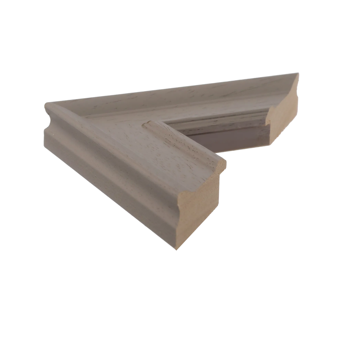 Side view of Allure picture frame in taupe