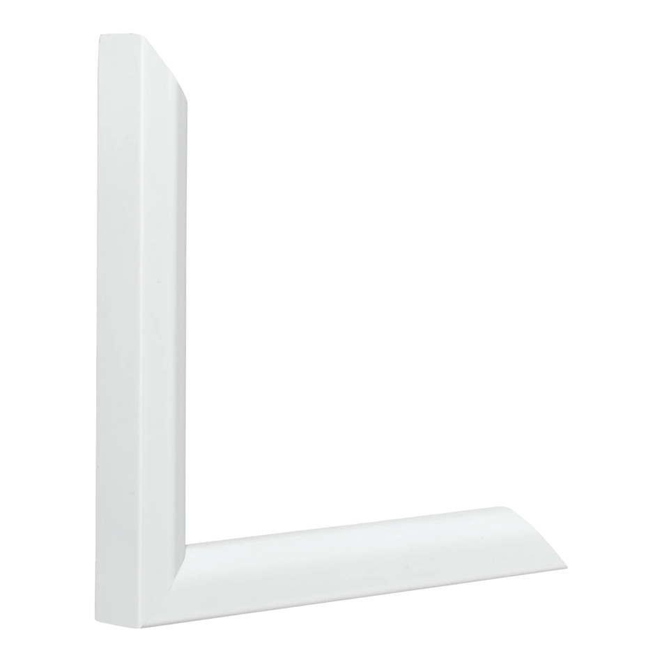 Vertical view of angle i white picture frame