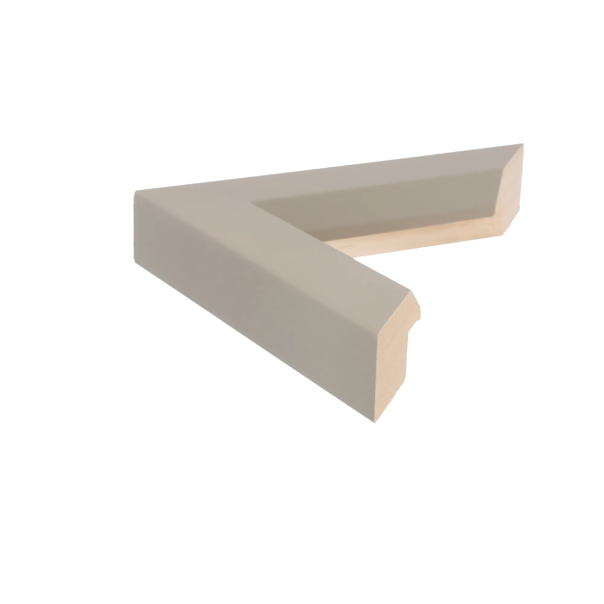 Side view of Angle II picture frame in taupe