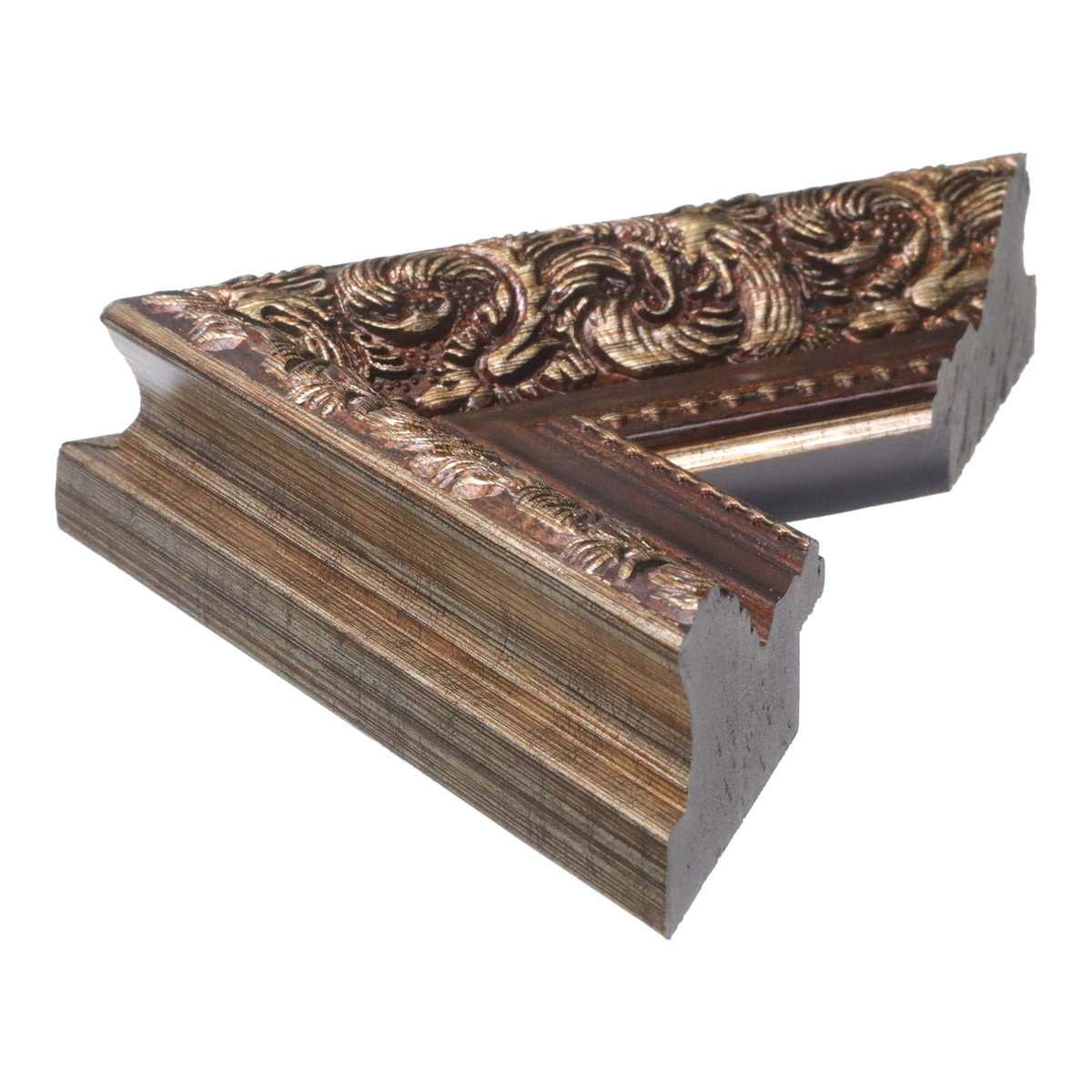 Side view of Baroque I picture frame in bronze