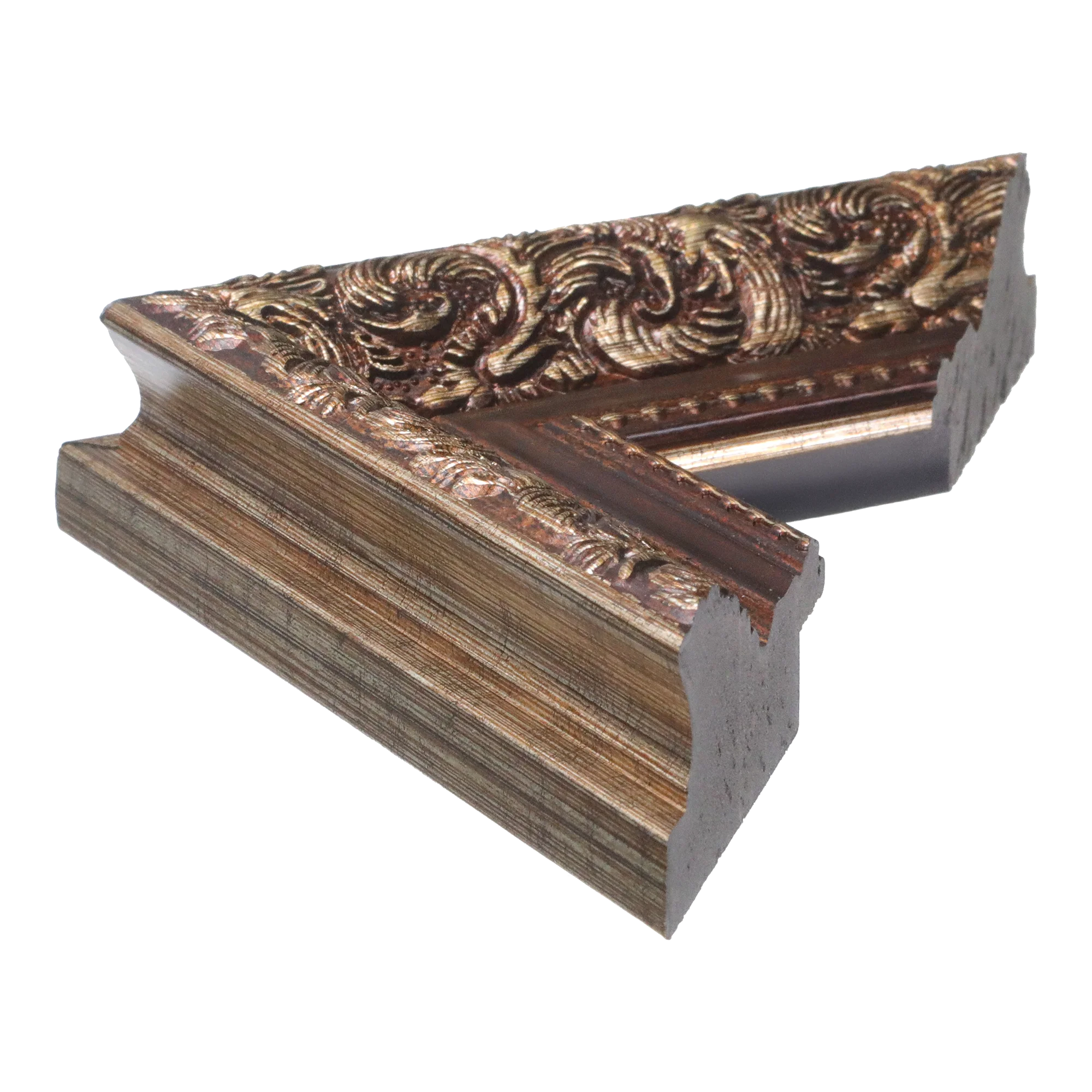 Side view of Baroque I picture frame in bronze