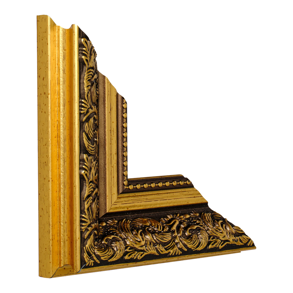Vertical view of baroque i gold picture frame sample