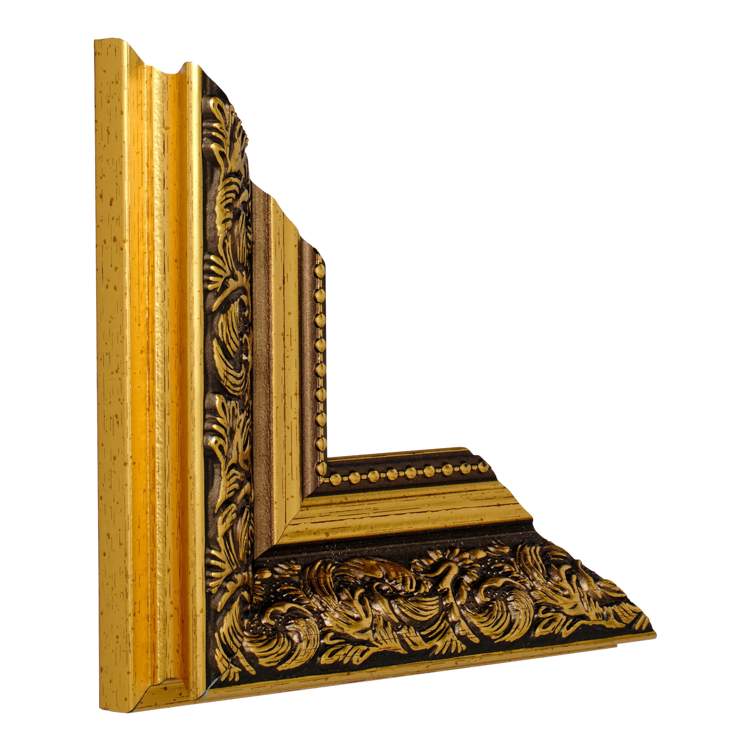 Vertical view of baroque i gold picture frame sample