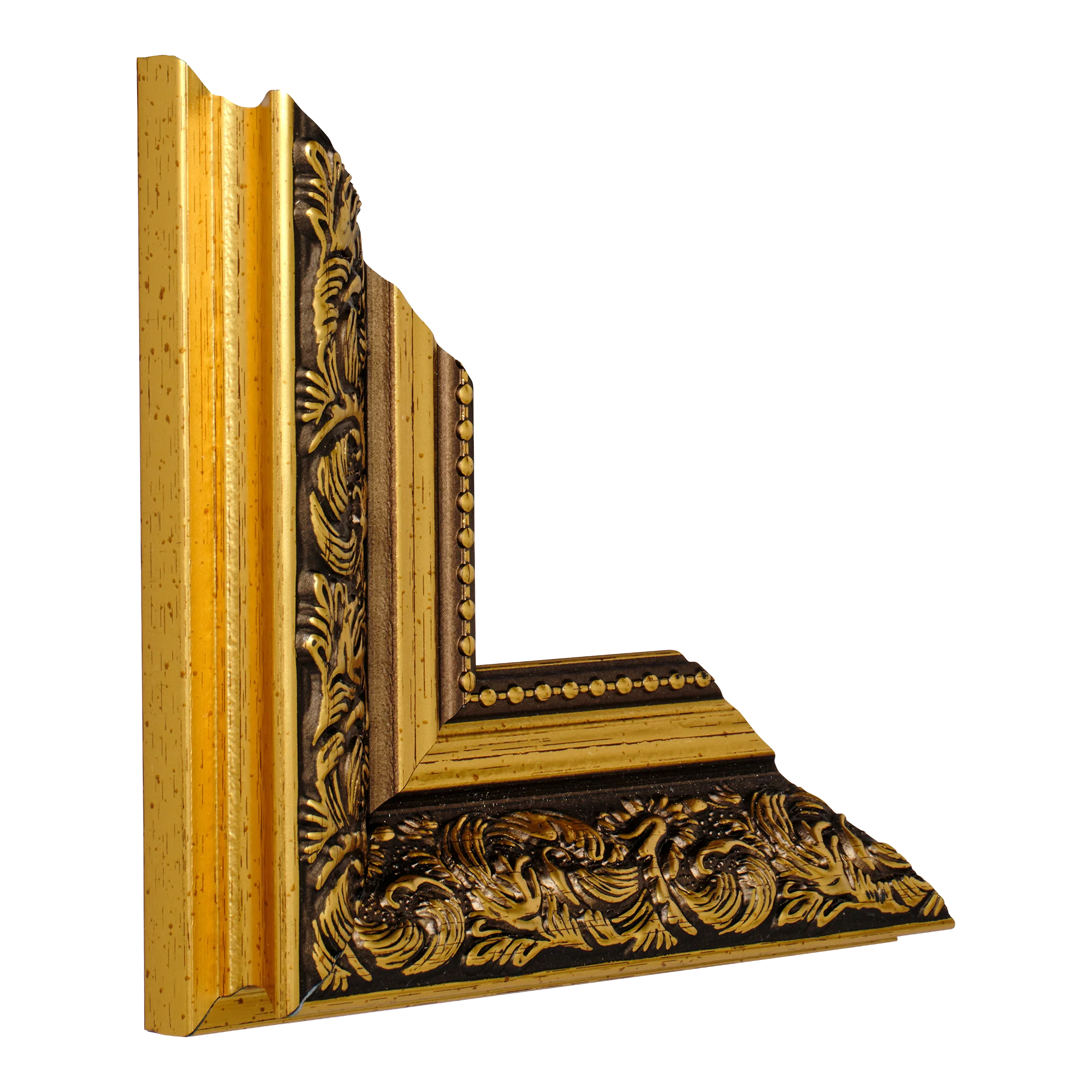 Vertical view of baroque i gold picture frame sample