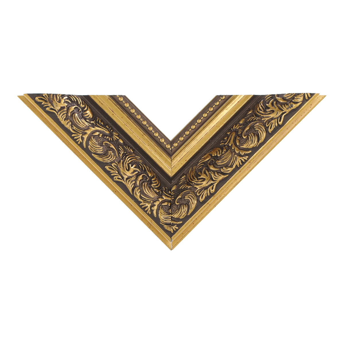 Top view of Baroque I picture frame in gold
