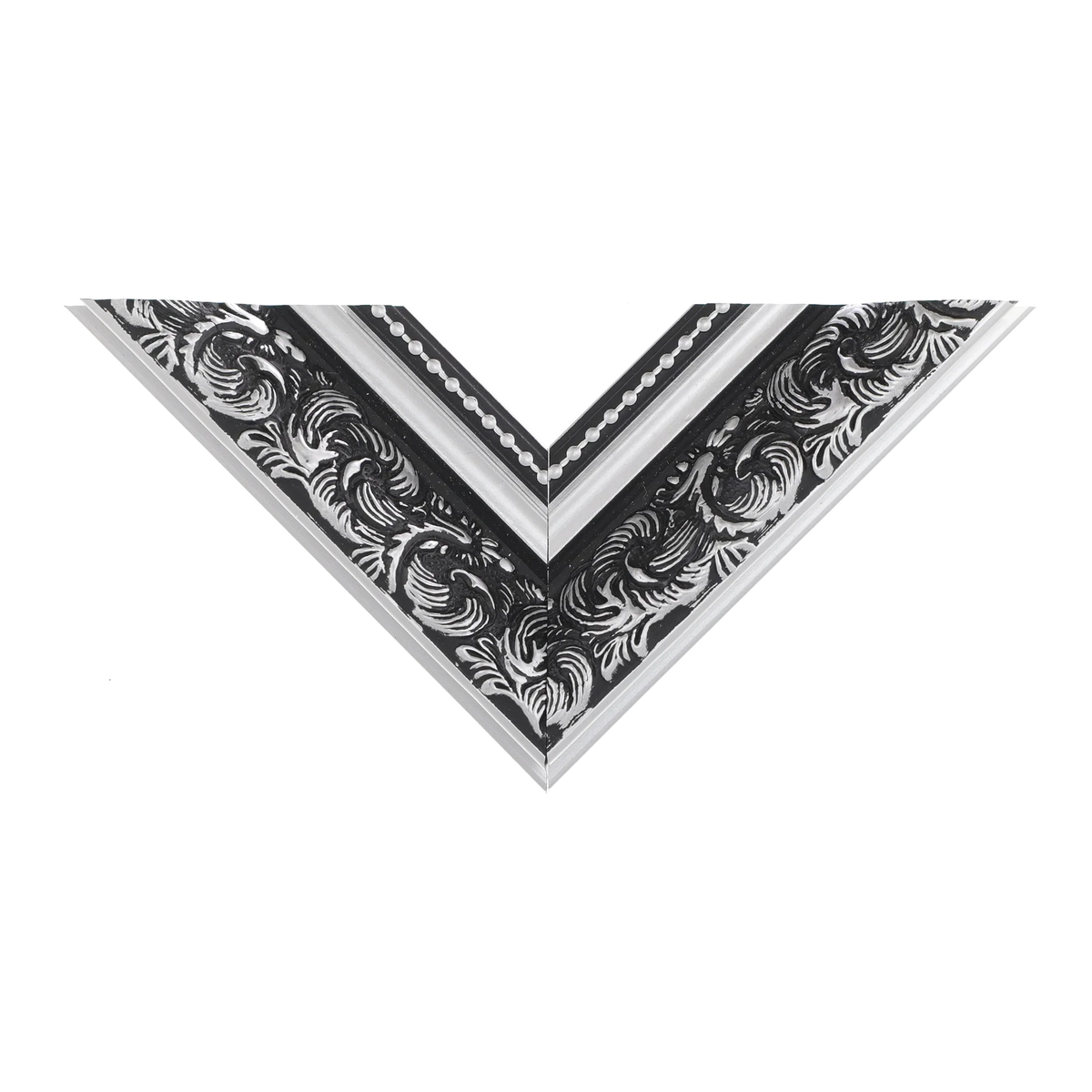 Top view of Baroque I picture frame in silver