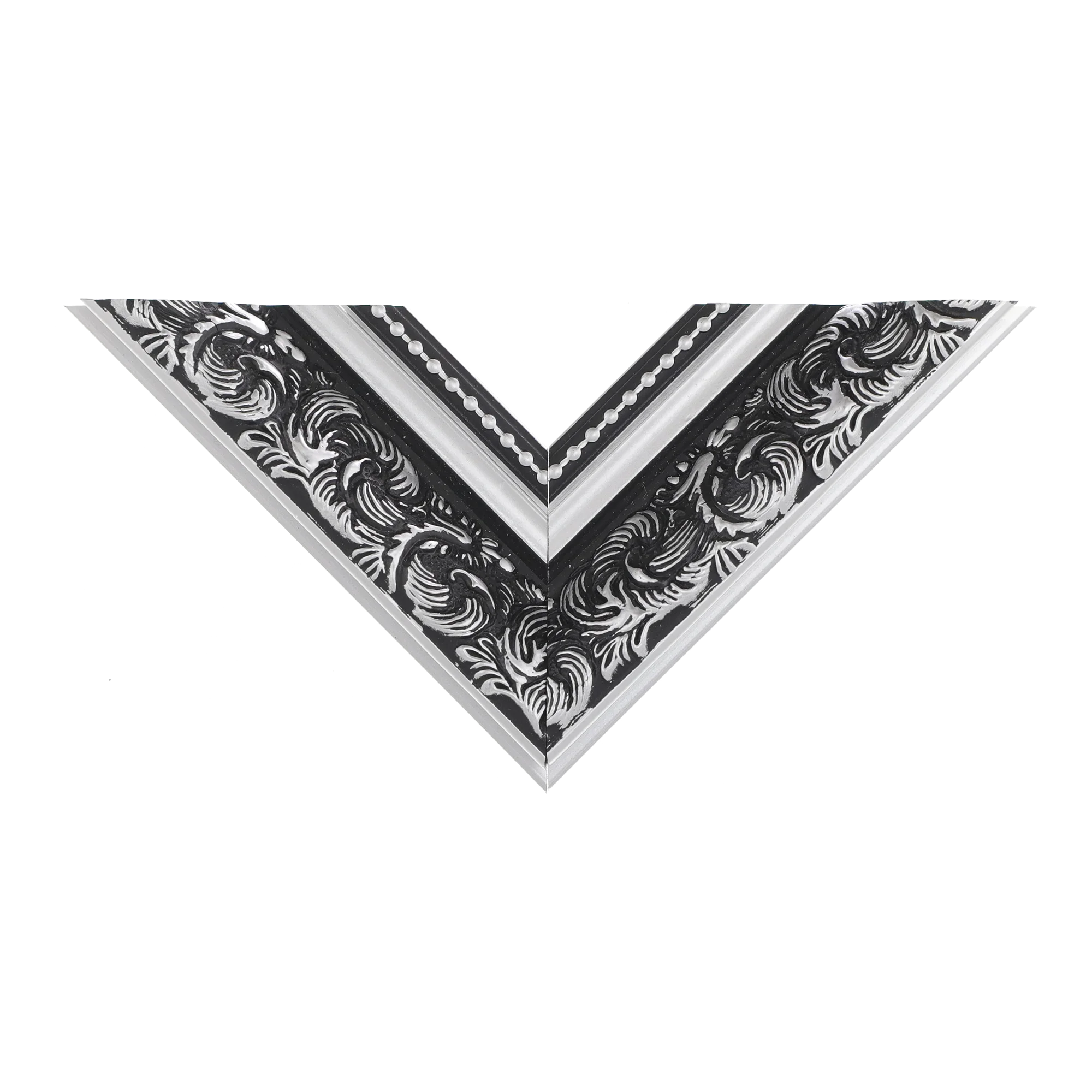 Top view of Baroque I picture frame in silver