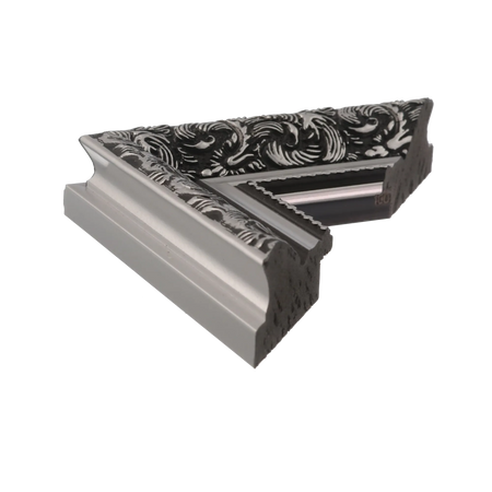 Side view of Baroque I picture frame in silver