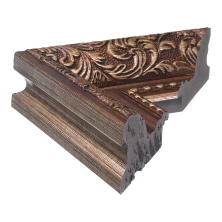 Side view of Baroque II picture frame in bronze