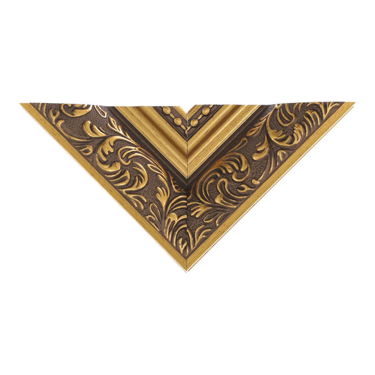 Top view of Baroque II picture frame in gold