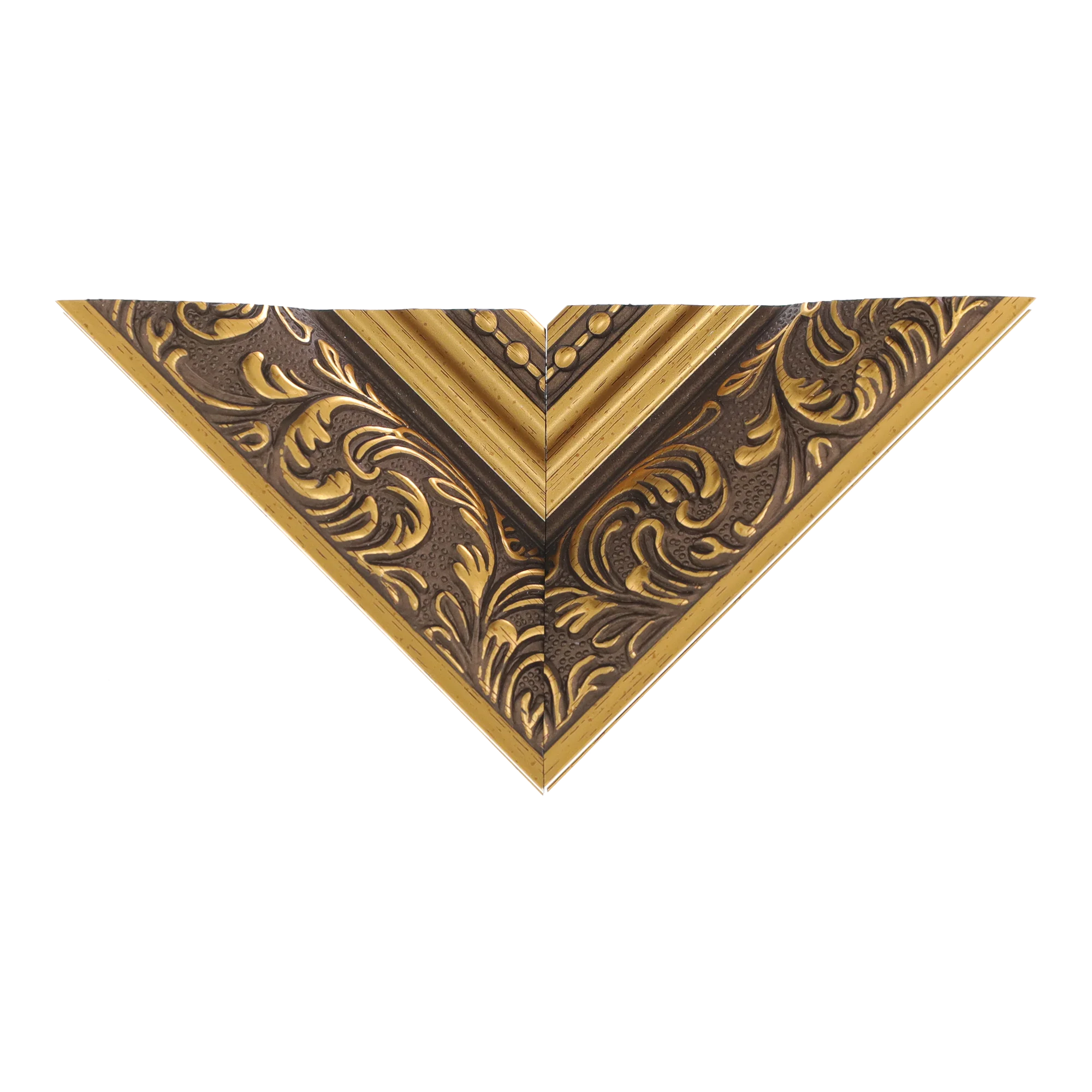 Top view of Baroque II picture frame in gold