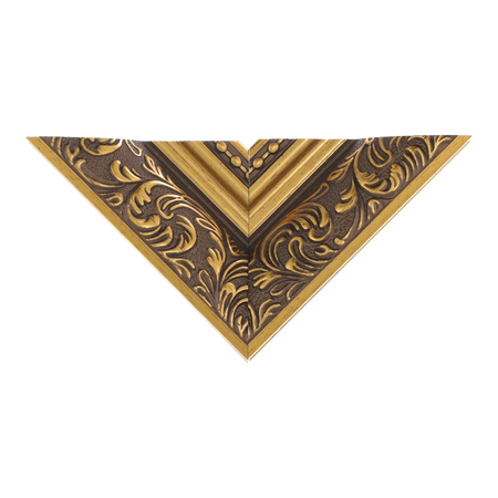 Top view of Baroque II picture frame in gold