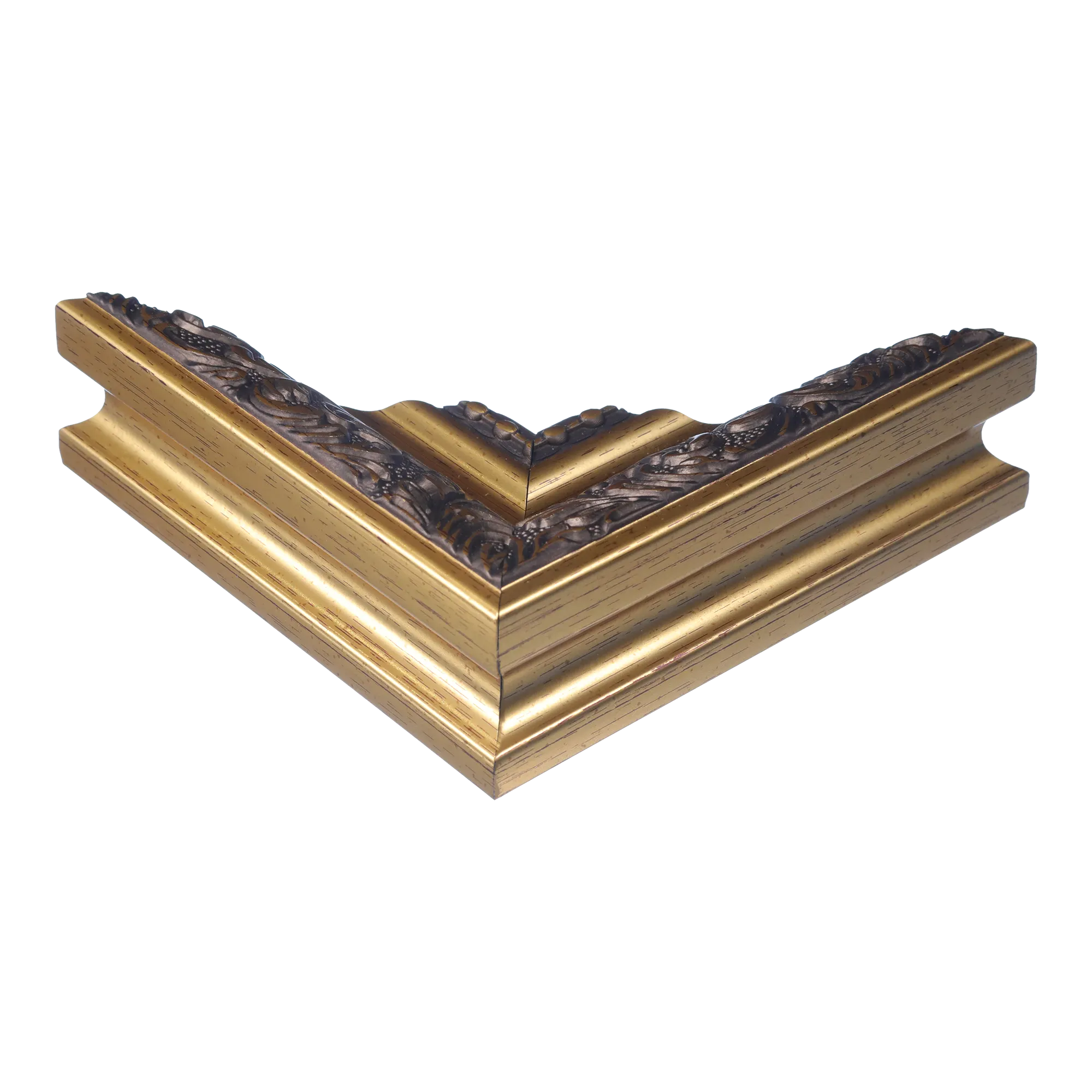 Corner view of Baroque II in gold picture frame
