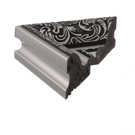 Side view of Baroque II picture frame in silver