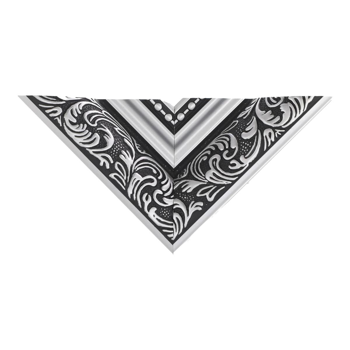 Top view of Baroque II picture frame in silver