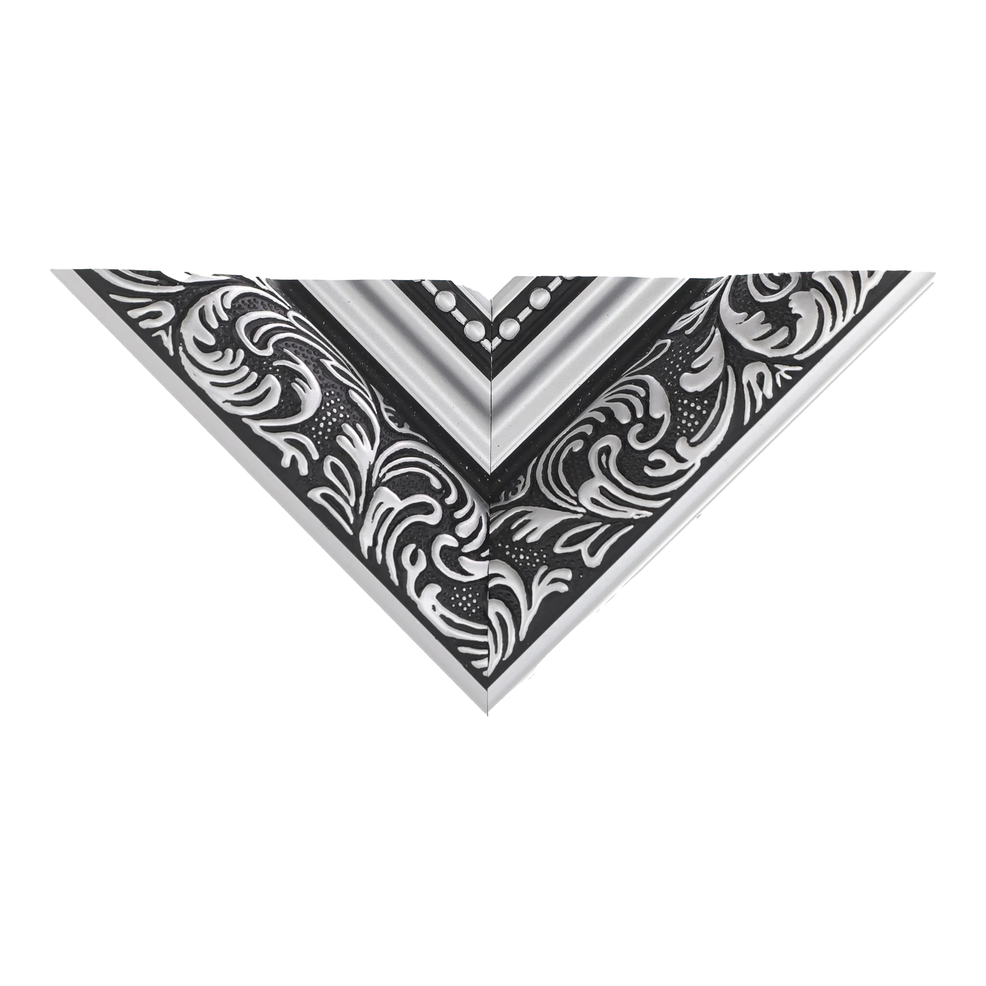 Top view of Baroque II picture frame in silver