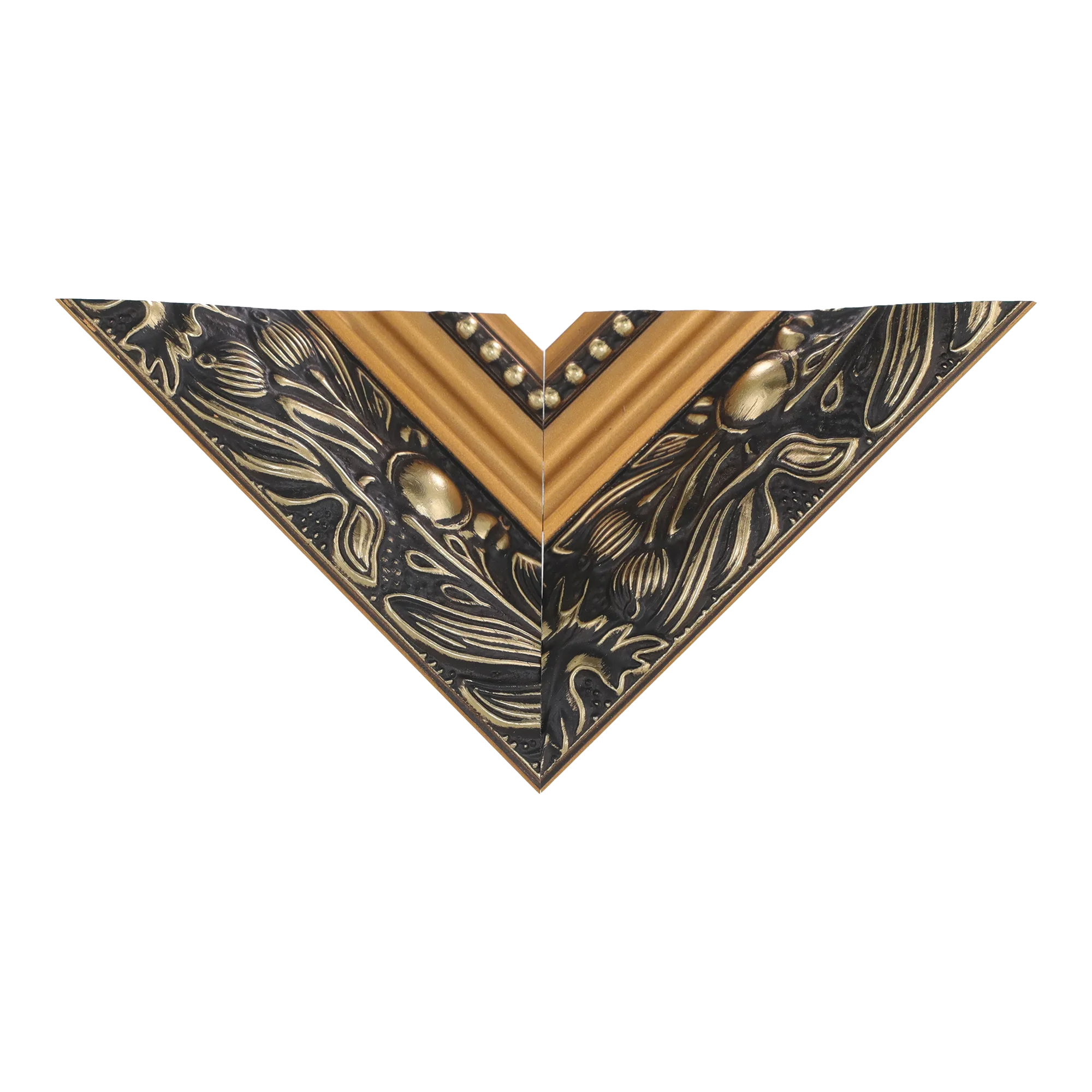 Top view of Baroque III picture frame in gold