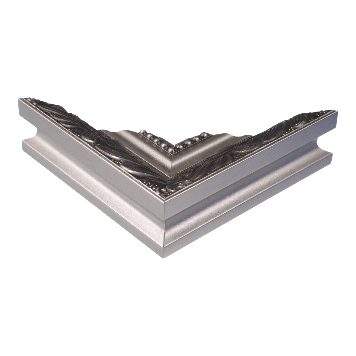 Corner view of Baroque III in silver picture frame