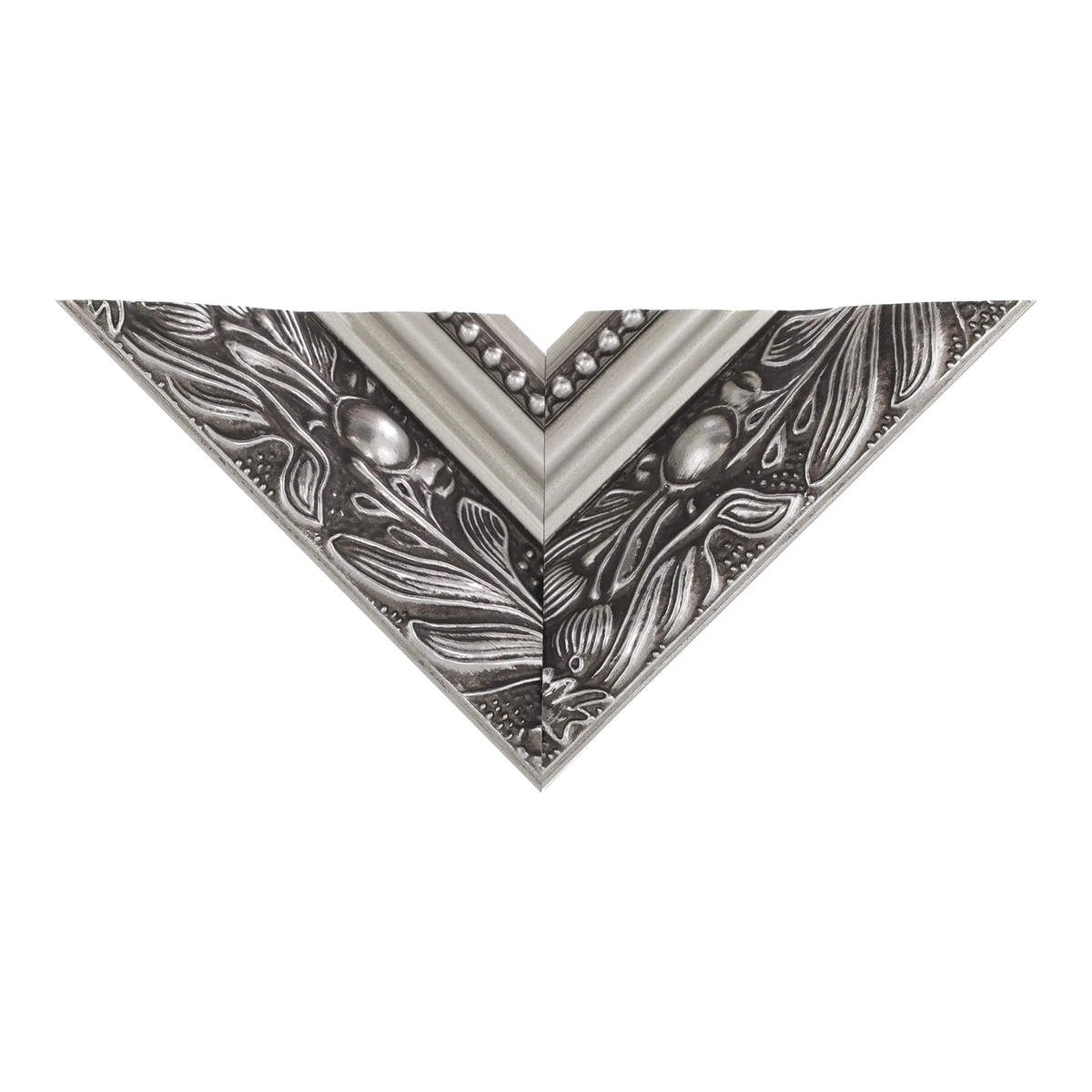 Top view of Baroque III picture frame in silver