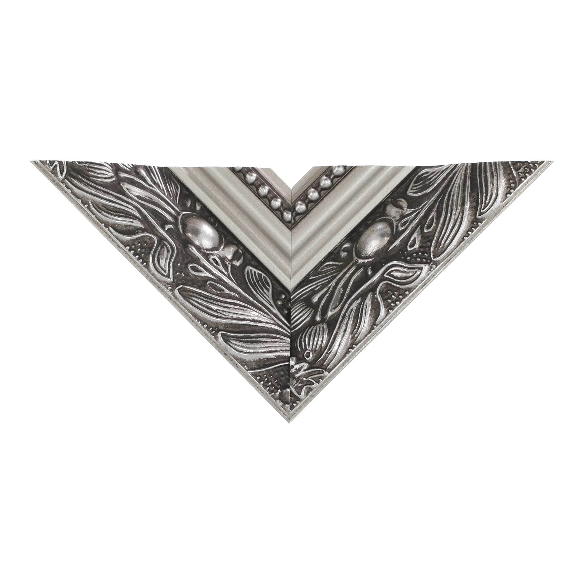 Top view of Baroque III picture frame in silver