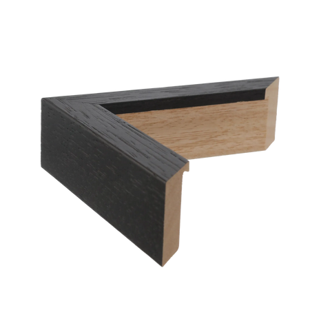Side view of Box picture frame in black grain