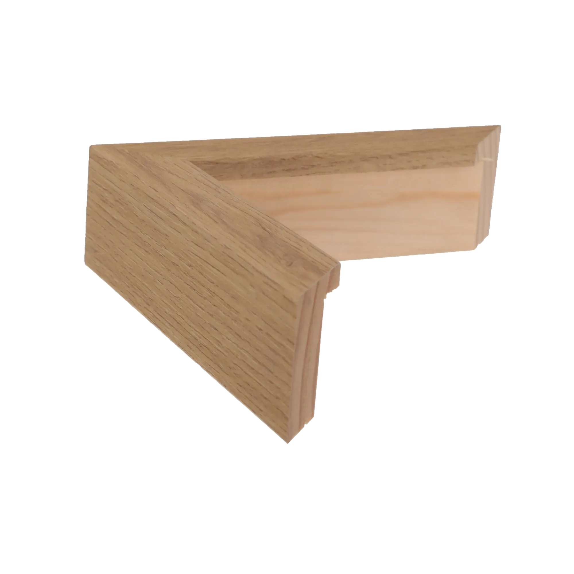 Side view of Box picture frame in oak grain