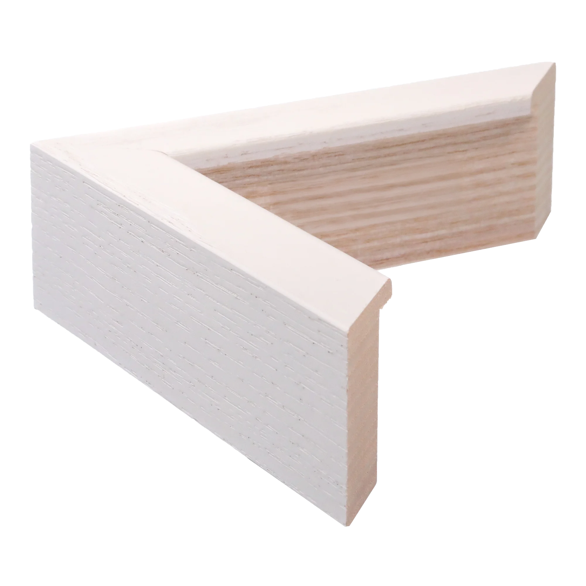 Side view of Box picture frame in white grain