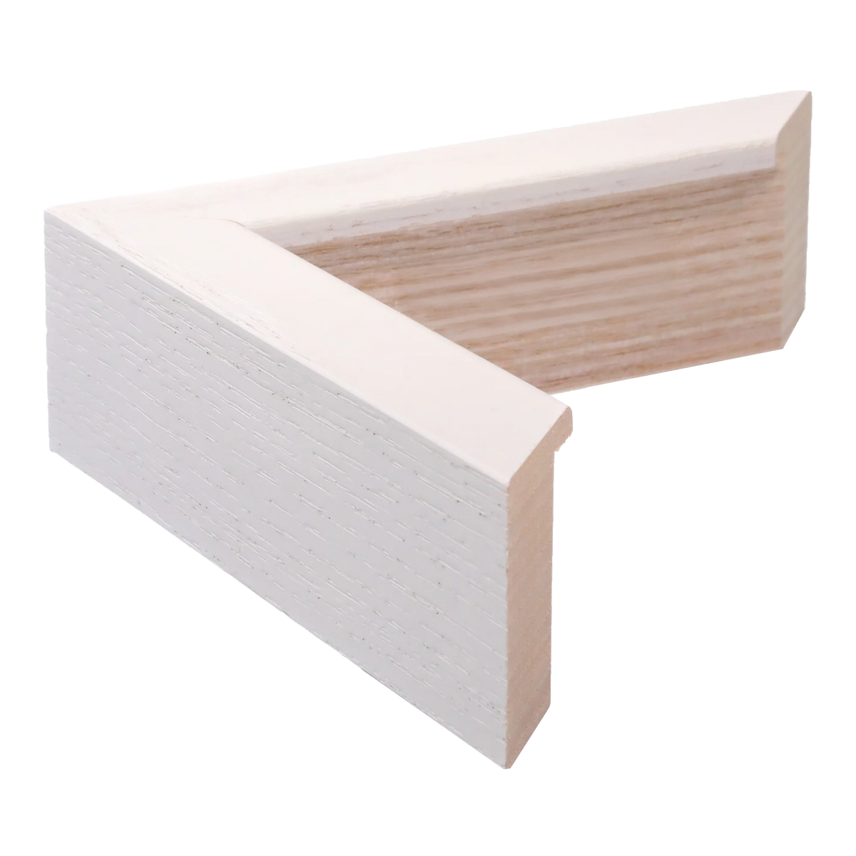 Side view of Box picture frame in white grain