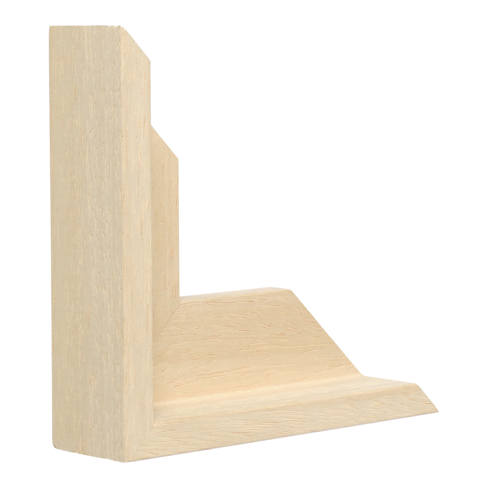 Vertical view of canvas float i natural frame