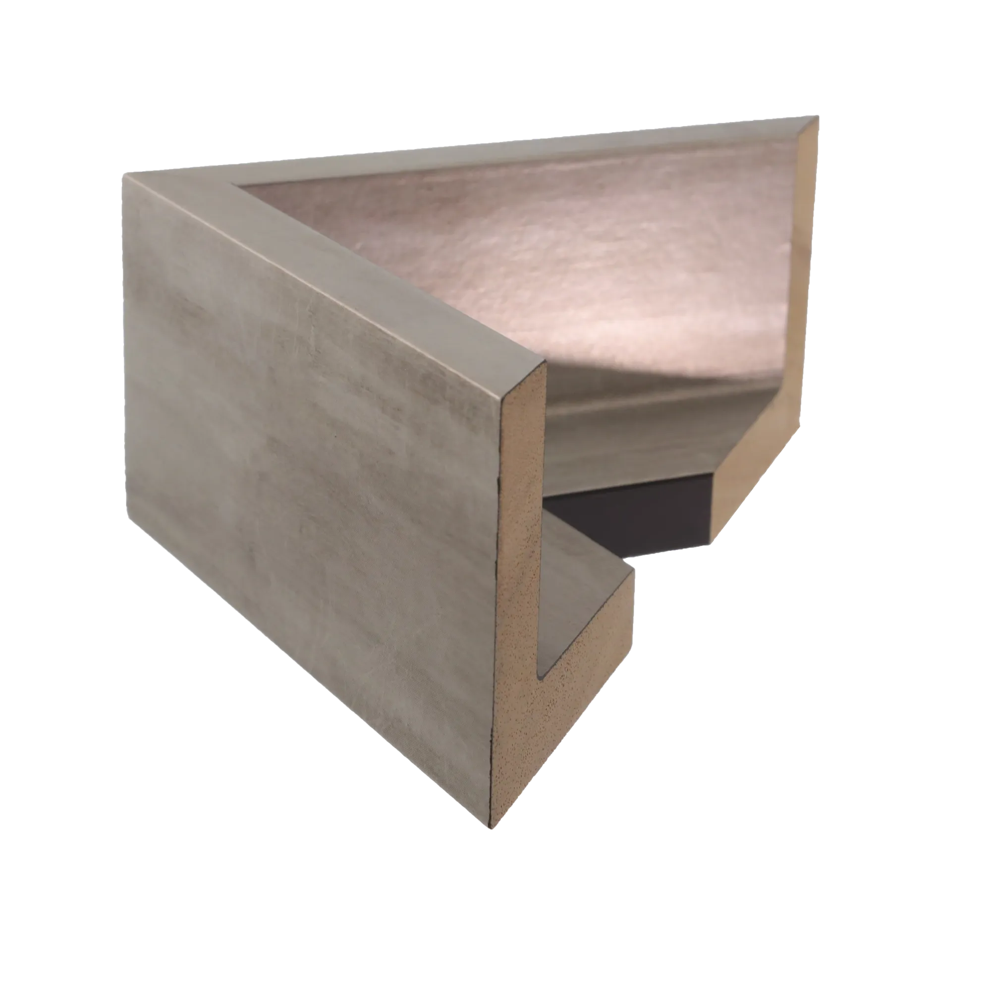 Side view of Canvas Float II frame in antique silver