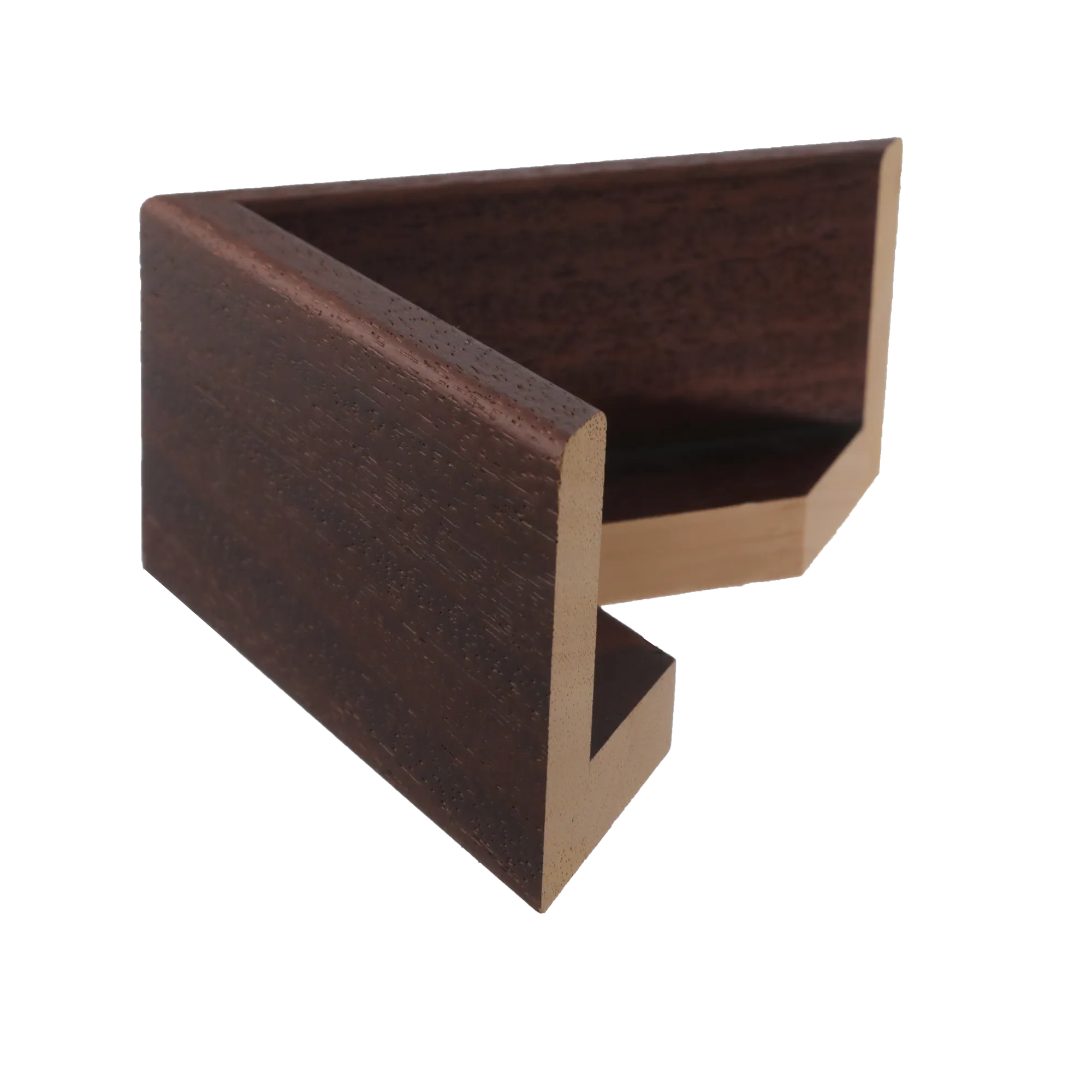 Side view of Canvas Float II frame in brown