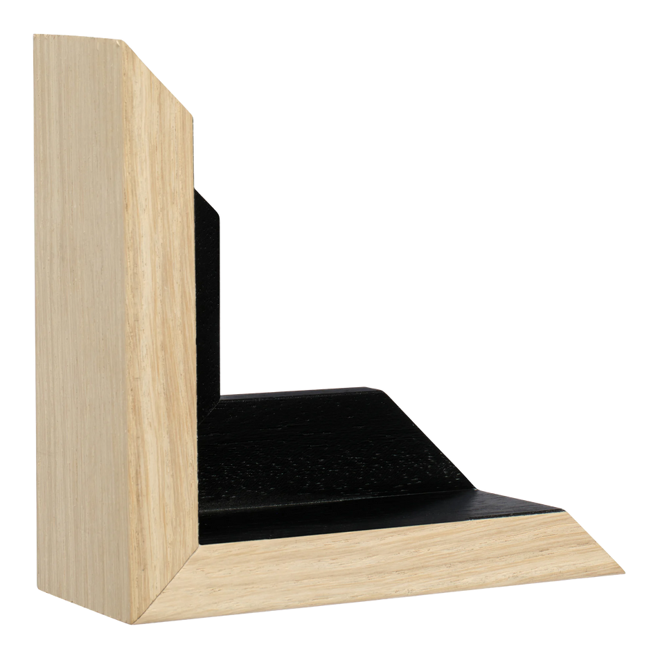 Vertical view of canvas float ii oak frame