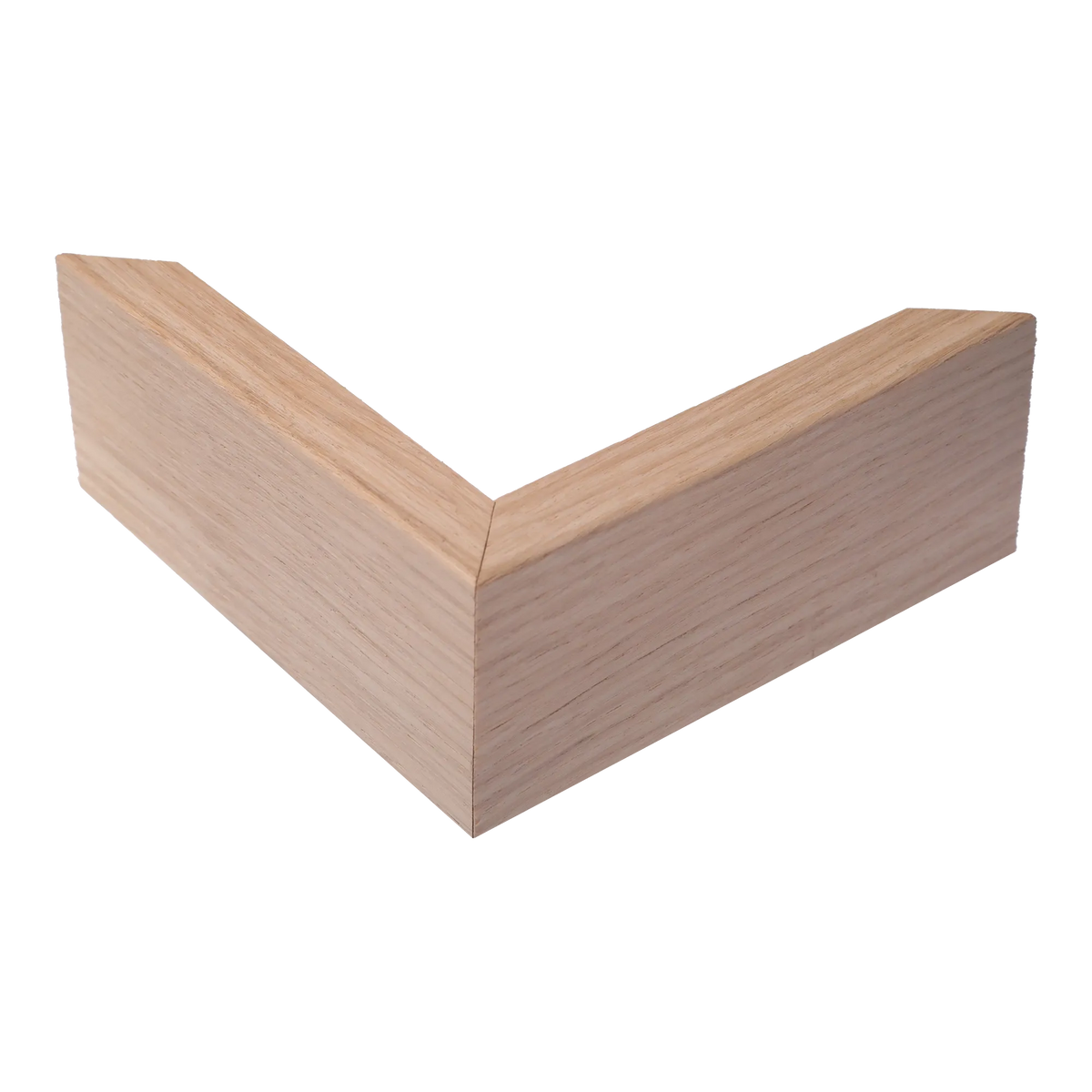 Corner view of Canvas Float II in oak frame