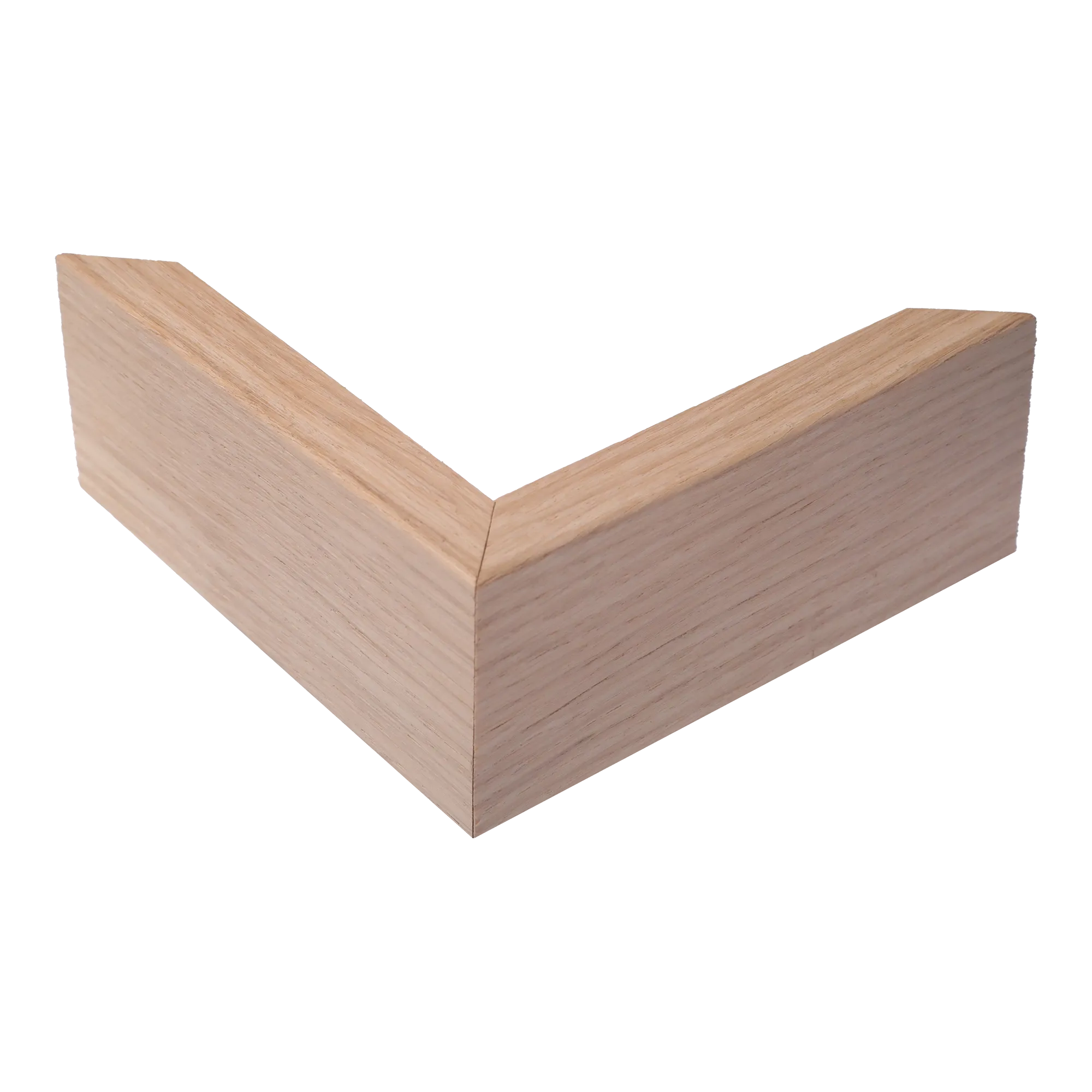Corner view of Canvas Float II in oak frame