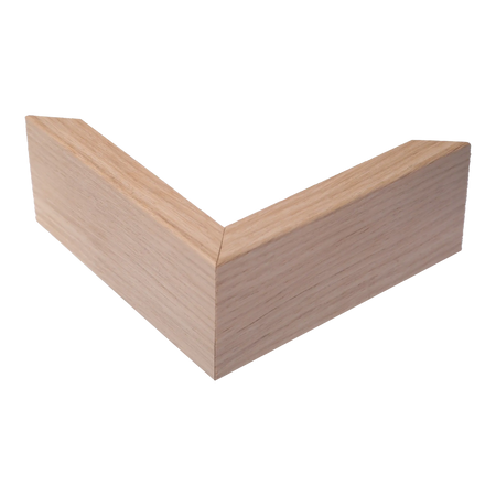 Corner view of Canvas Float II in oak frame