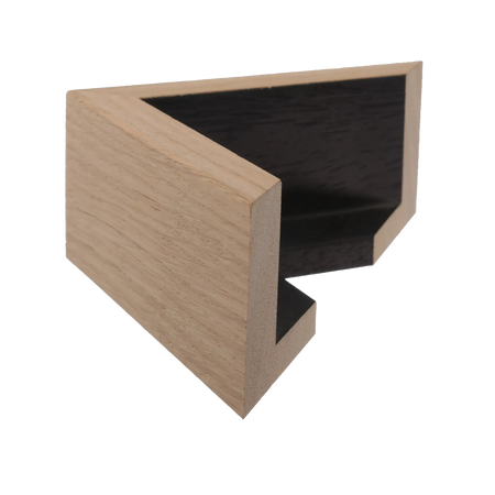 Side view of Canvas Float II frame in oak