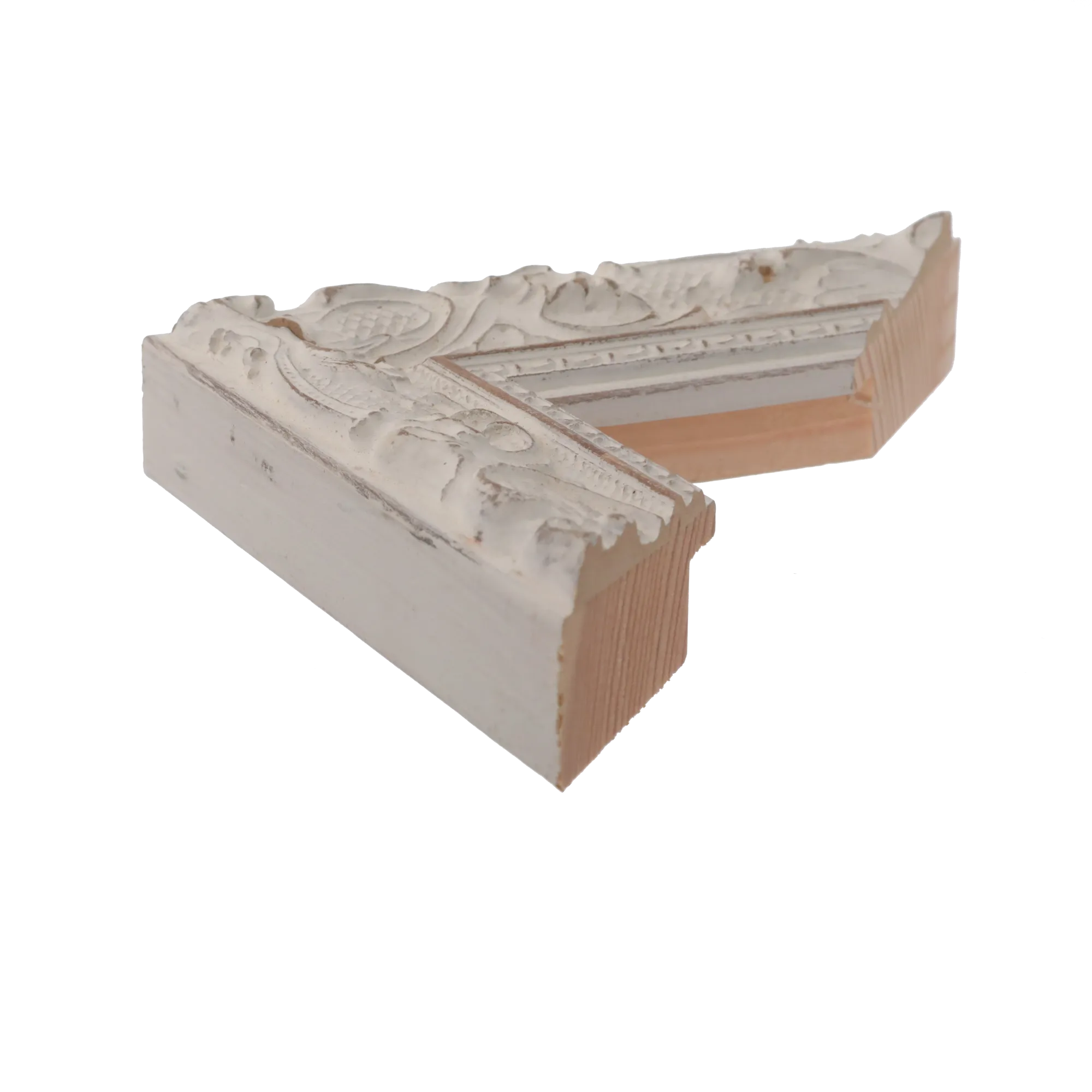 Side view of Chateau picture frame in white