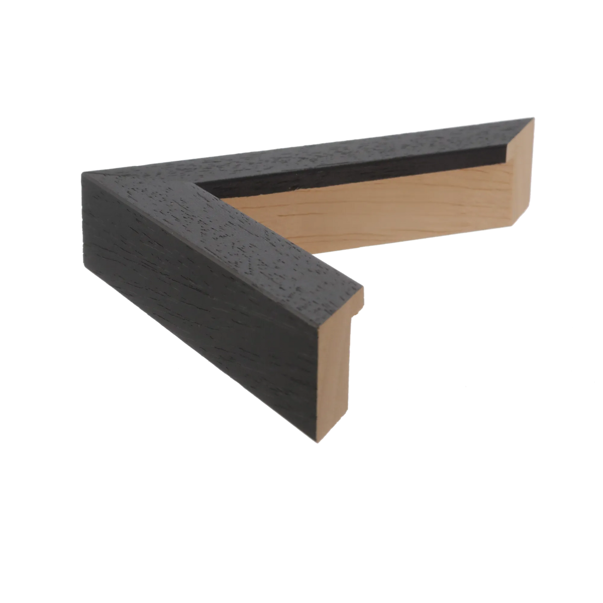 Side view of Classic I picture frame in black grain