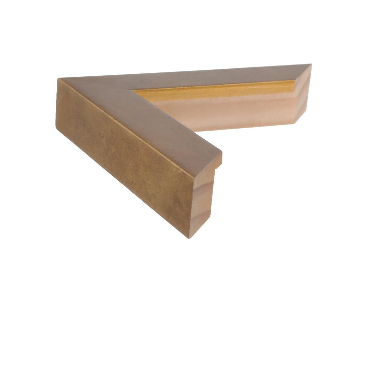 Side view of Classic I picture frame in distressed gold