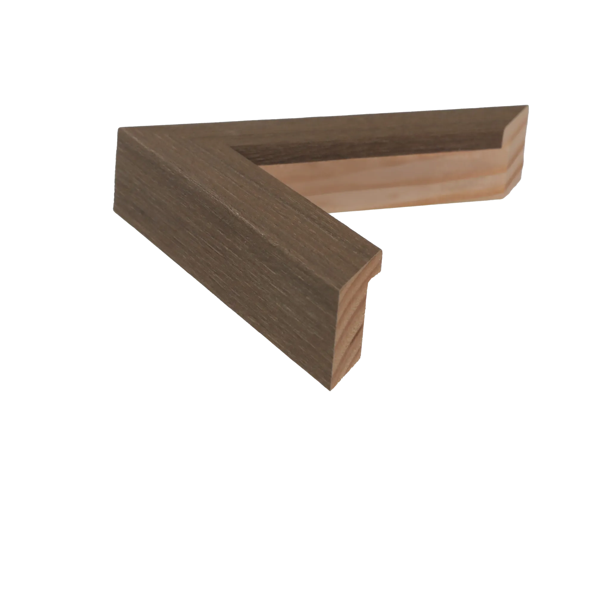 Side view of Classic I picture frame in walnut grain