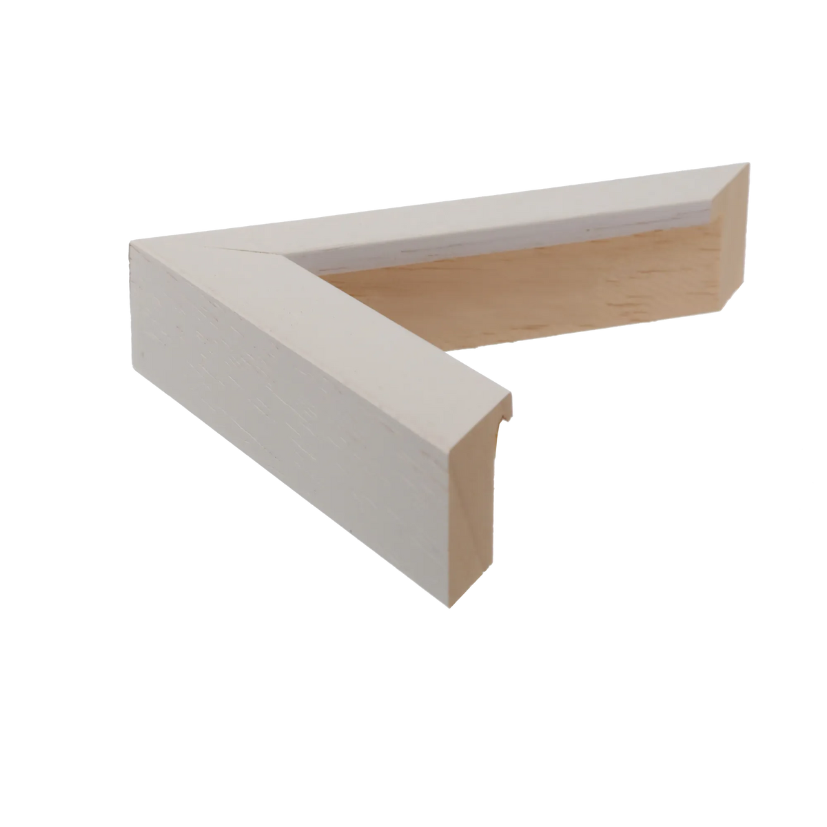 Side view of Classic I picture frame in white grain