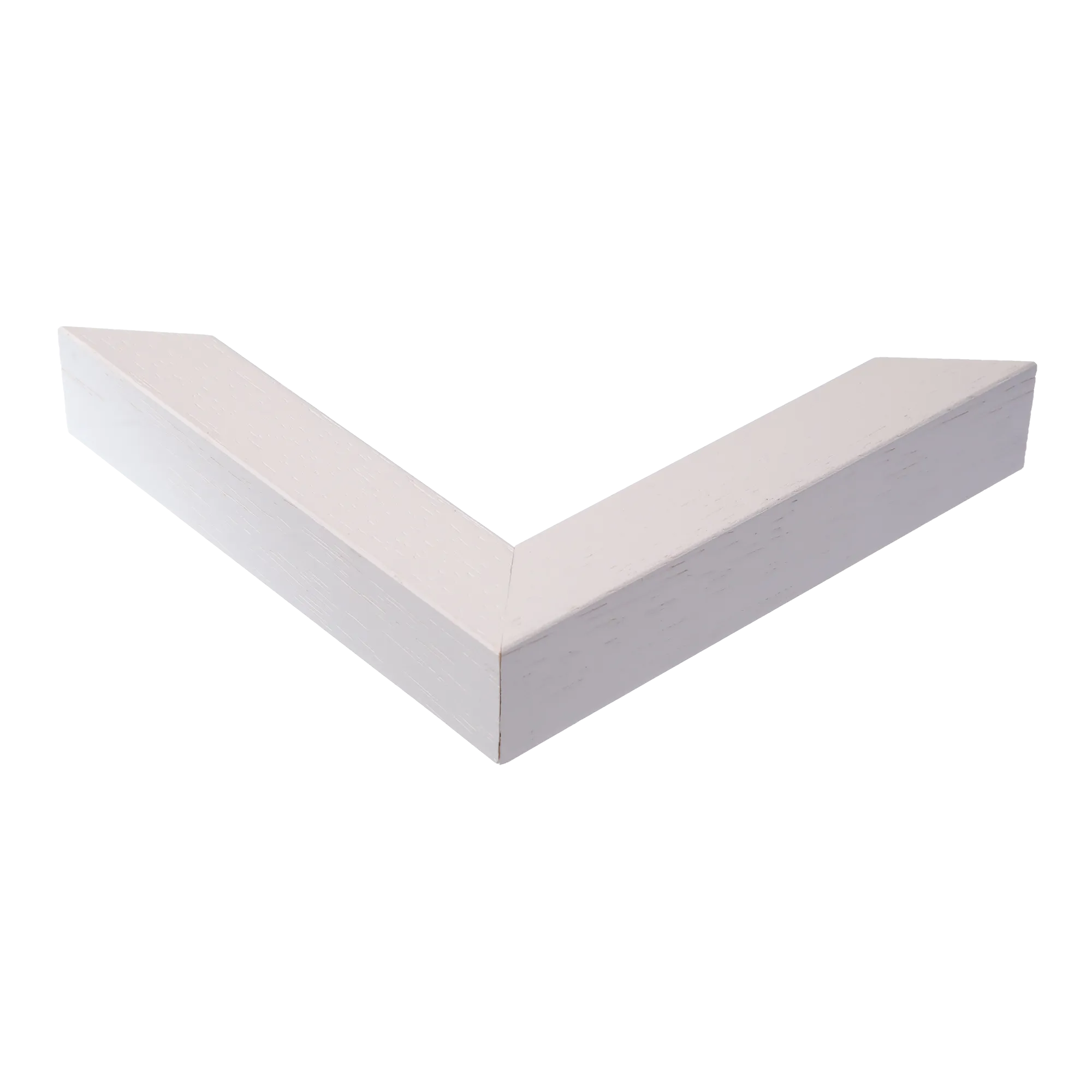 Corner view of Classic I in white grain picture frame