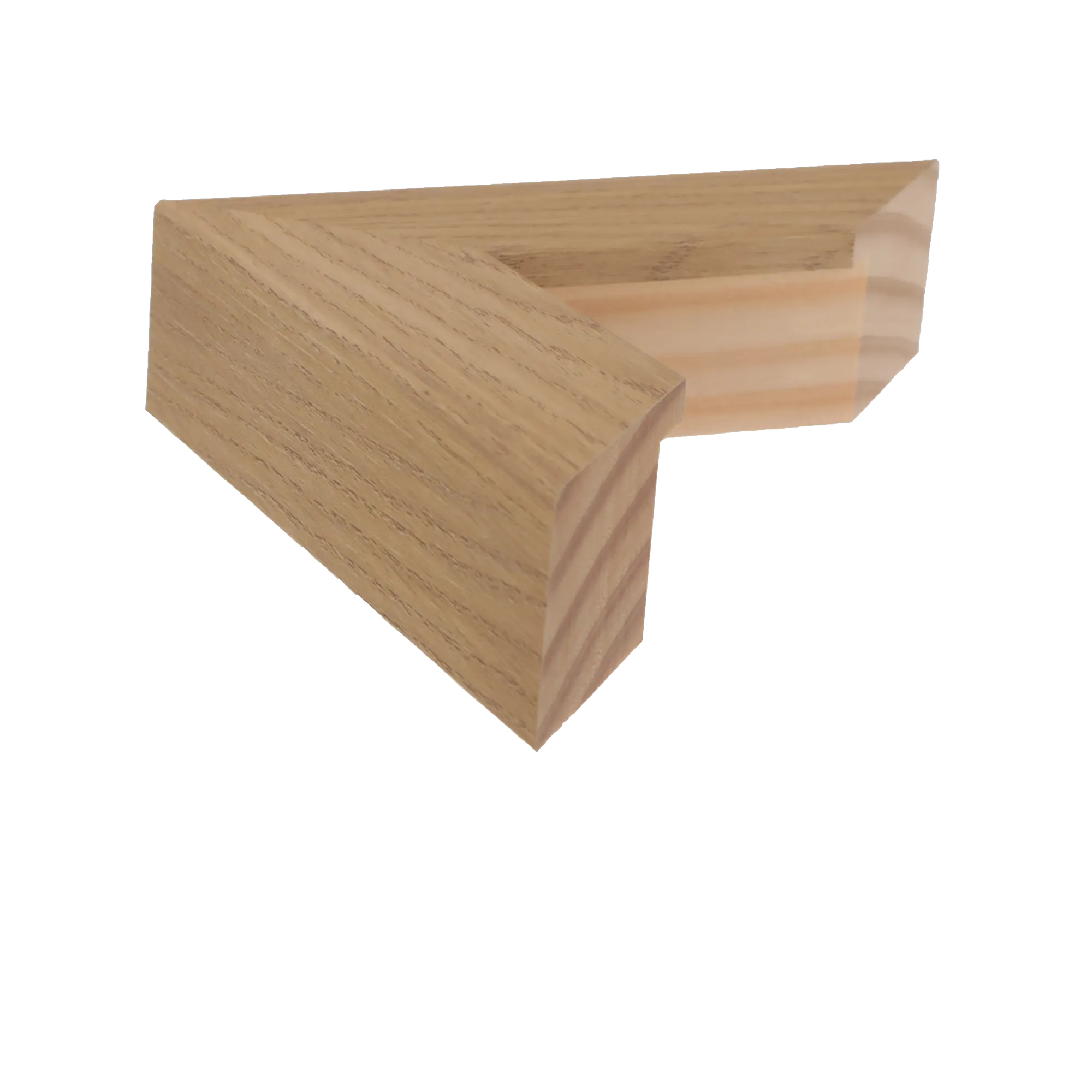 Side view of Classic II picture frame in oak grain